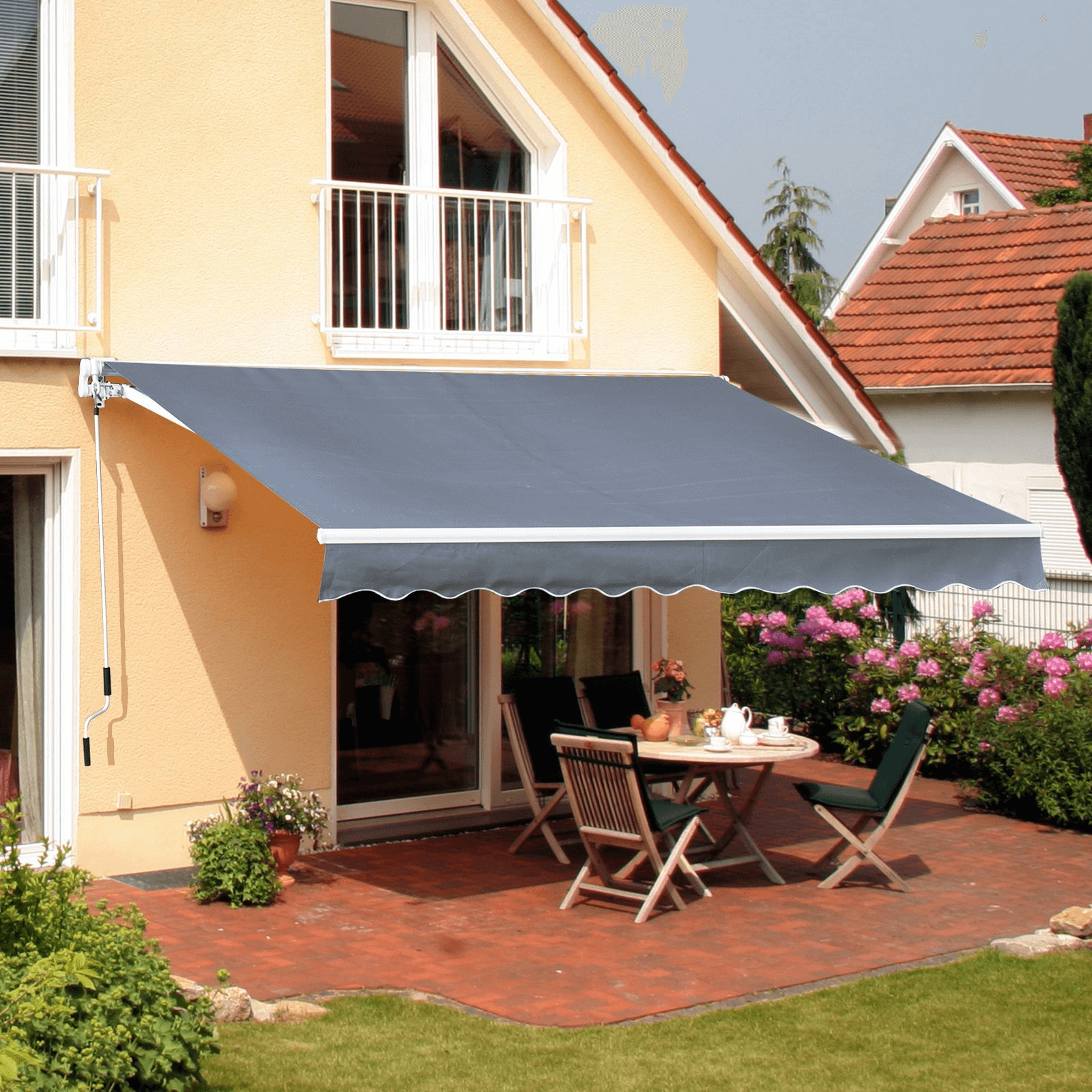 10' x 8' Manual Retractable Patio Awning 
